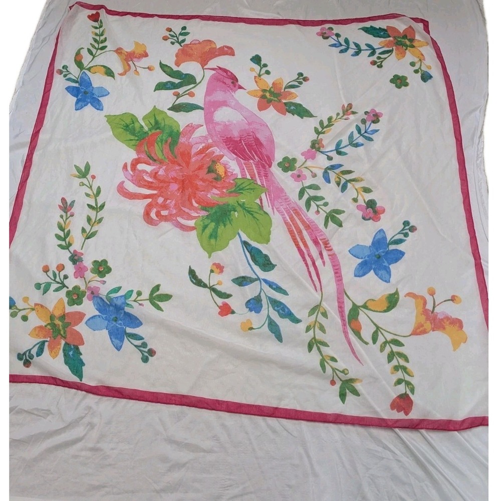 Extra Large Oversized Sheer Floral Tropical Bird Of Paridise Scarf? 51" X 51"